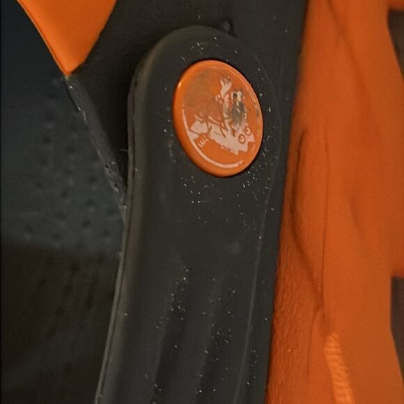 CROCS Navy and Orange w orange Button Limited Edition Men’s 11M - Picture 4 of 6